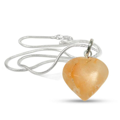 Natural Crystal Stone Heart Shape Pendant Size 15-20 mm with Metal Chain