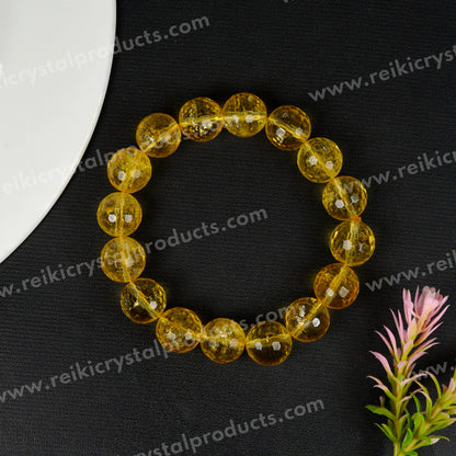Natural Crystal Stone 12 mm Faceted Beads Bracelet
