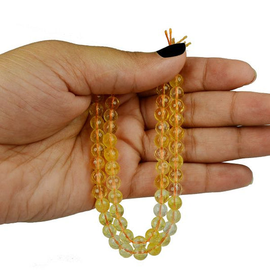 Citrine 6 mm Faceted Loose Beads 65-70 pcs for Making Bracelet Mala Necklaces