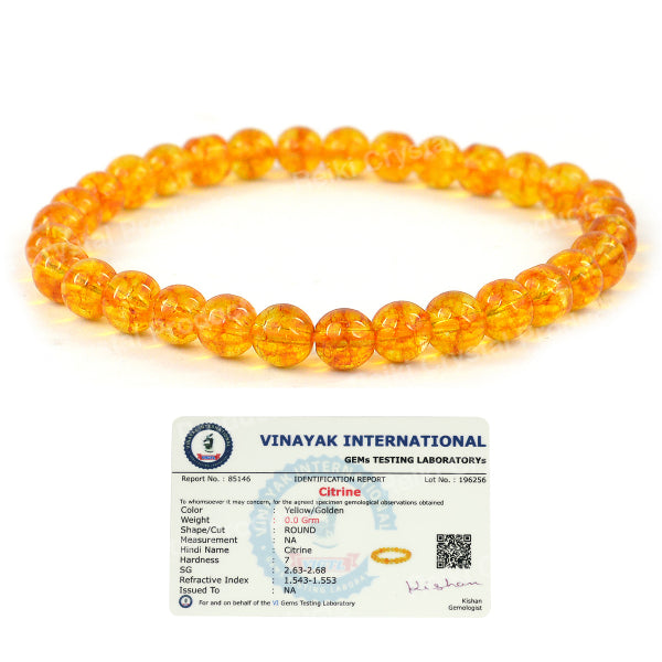 Certified Natural Crystal Stones 6 mm Round Bead Bracelet Energized By Reiki Grand Master