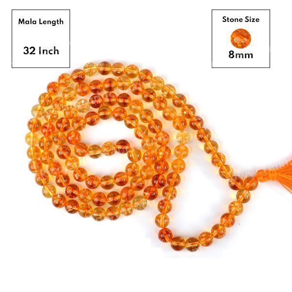 Citrine Mala 108 Beads – Natural Jap Mala for Wealth & Meditation