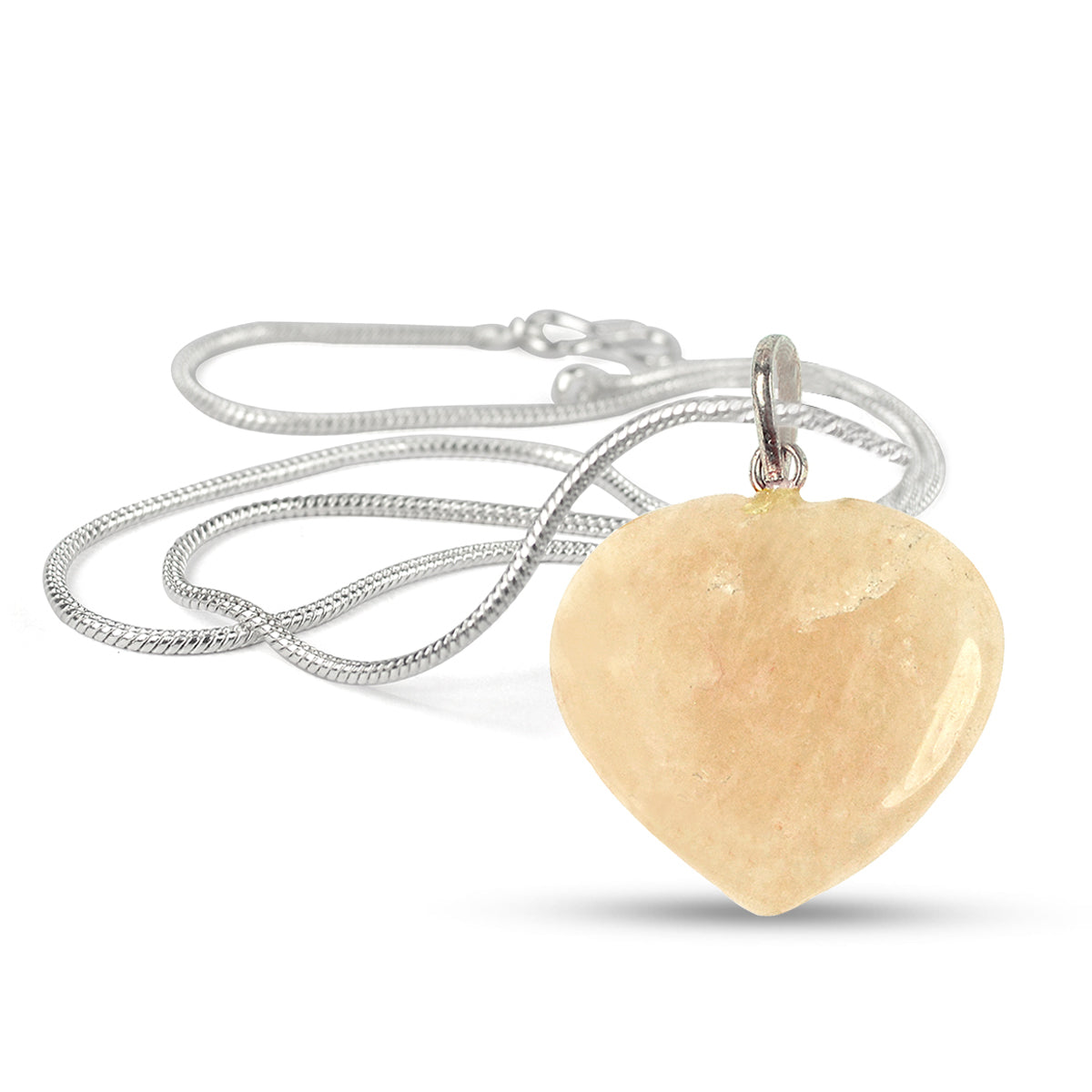 Natural Crystal Stone Heart Shape Pendant/Locket Size 25-30 mm with Metal Chain