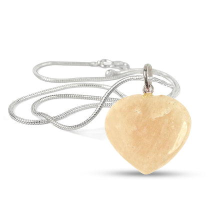 Natural Crystal Stone Heart Shape Pendant/Locket Size 25-30 mm with Metal Chain