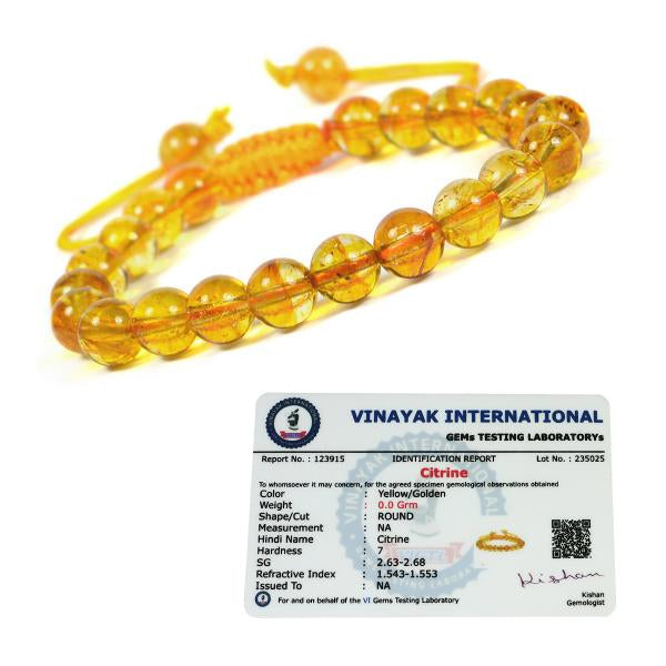 Certified Natural Single Line Stone Macrame Nylon Cord Adjustable 8 mm Bracelet for Unisex