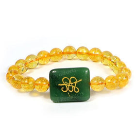 Natural Zibu Coin / Symbol 8 mm Round Beads Bracelet for Unisex