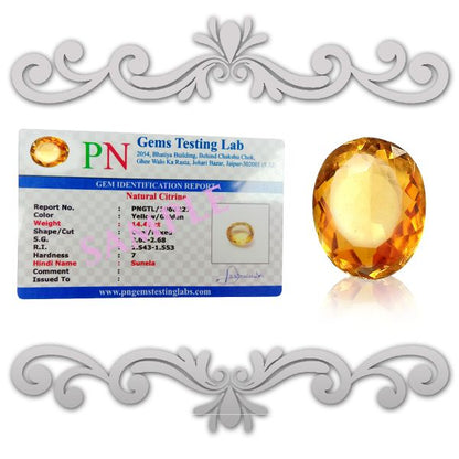 Natural High Grade Citrine/Sunela Certified Gemstone