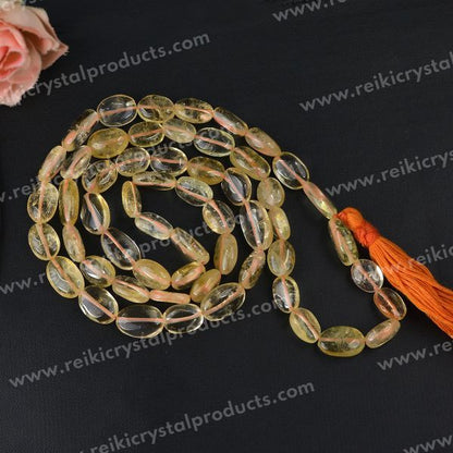 Natural Crystal Stone Oval Beads Mala for Unisex
