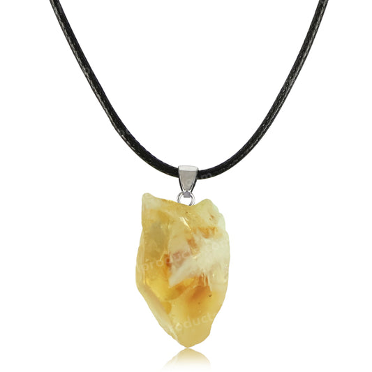 Natural Citrine Rough Pendant - Locket With Thread Crystal Stone Pendant for Unisex