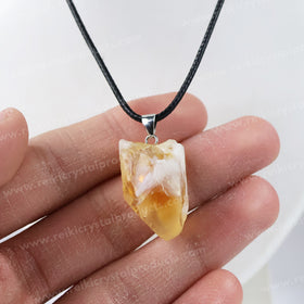 Natural Citrine Rough Pendant - Locket With Thread Crystal Stone Pendant for Unisex