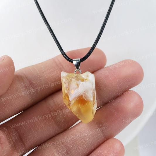 Natural Citrine Rough Pendant - Locket With Thread Crystal Stone Pendant for Unisex
