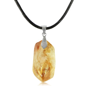 Natural Citrine Tumble Pendant - Locket With Thread Crystal Stone Pendant for Unisex