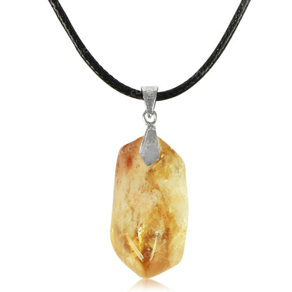 Natural Citrine Tumble Pendant - Locket With Thread Crystal Stone Pendant for Unisex