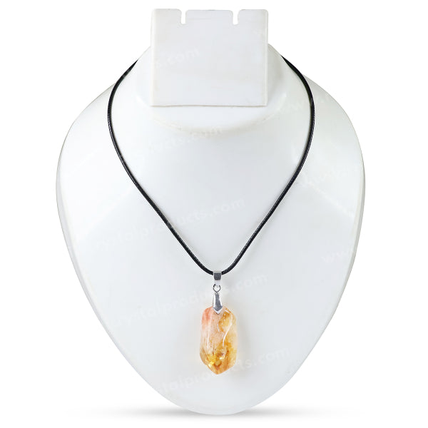 Natural Citrine Tumble Pendant - Locket With Thread Crystal Stone Pendant for Unisex