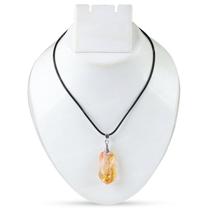 Natural Citrine Tumble Pendant - Locket With Thread Crystal Stone Pendant for Unisex