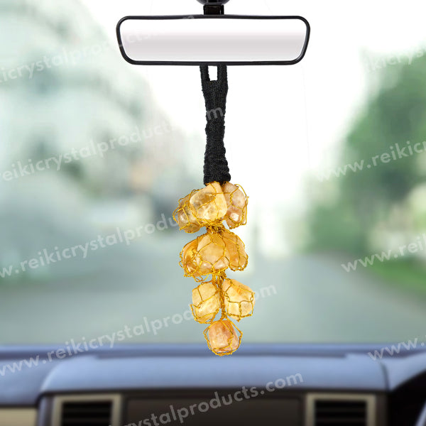 Citrine Tumble Stone Car Hanging / Door Hanging Accessories 9 pc Tumble Stones