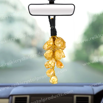 Citrine Tumble Stone Car Hanging/ Vaastu Door Hanging | 17Pcs Stone
