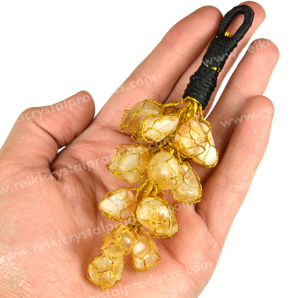 Citrine Tumble Stone Car Hanging/ Vaastu Door Hanging | 17Pcs Stone