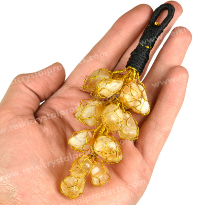 Citrine Tumble Stone Car Hanging/ Vaastu Door Hanging | 17Pcs Stone