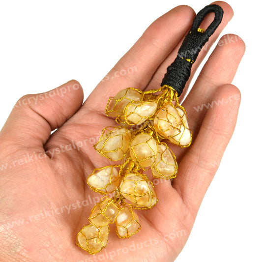 Citrine Tumble Stone Car Hanging/ Vaastu Door Hanging | 17Pcs Stone