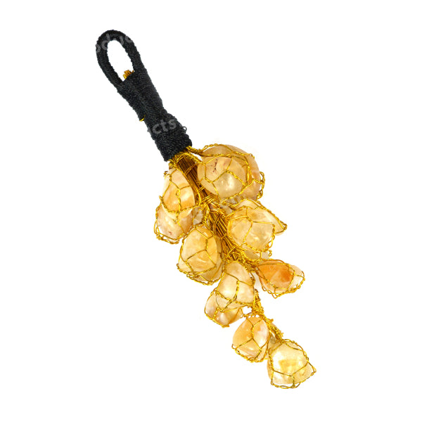 Citrine Tumble Stone Car Hanging/ Vaastu Door Hanging | 17Pcs Stone