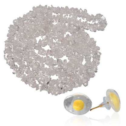 Natural Crystal Stone Chip Beads Mala Necklace with Earring for Girls & Women