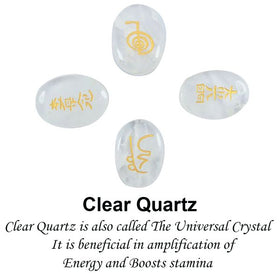 Natural Stone Oval Shape Reiki Symbol Set 4 pcs
