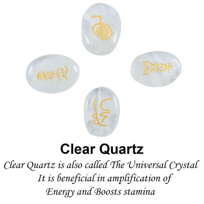 Natural Stone Oval Shape Reiki Symbol Set 4 pcs