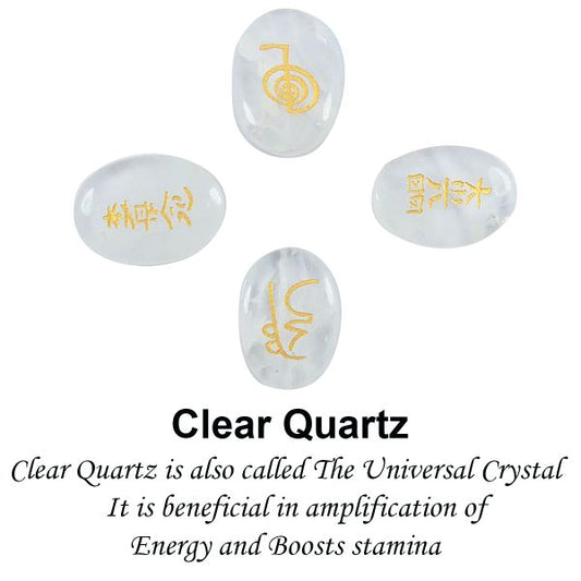 Natural Stone Oval Shape Reiki Symbol Set 4 pcs
