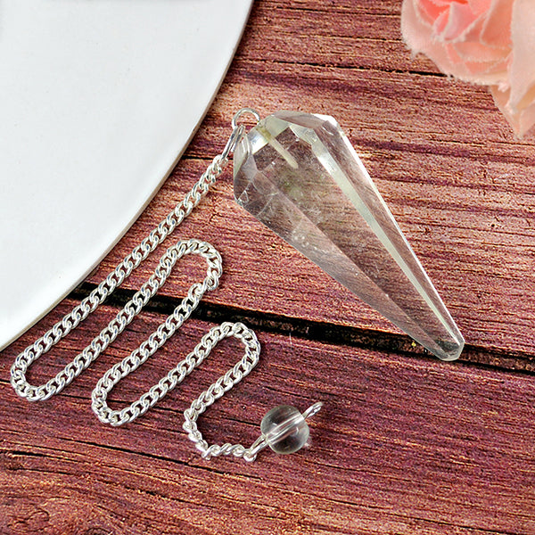 clear quartz Six faceted dowser pendulum charged by Reiki Grandmaster