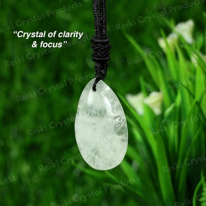 Natural Crytal Stone Drop Shape Pendant with Thrad for Unisex