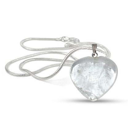 Natural Crystal Stone Heart Shape Pendant/Locket Size 25-30 mm with Metal Chain