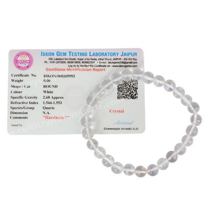 Certified Clear Quartz 8 mm Round Bead Bracelet