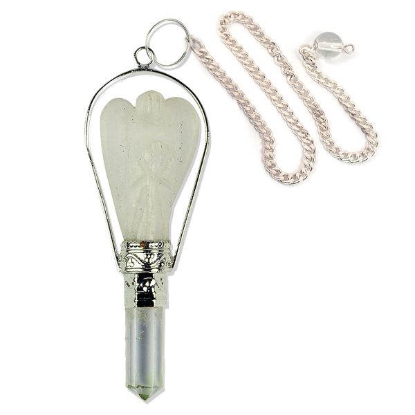 clear quartz Angel Shape Crystal Dowser Pendulum 