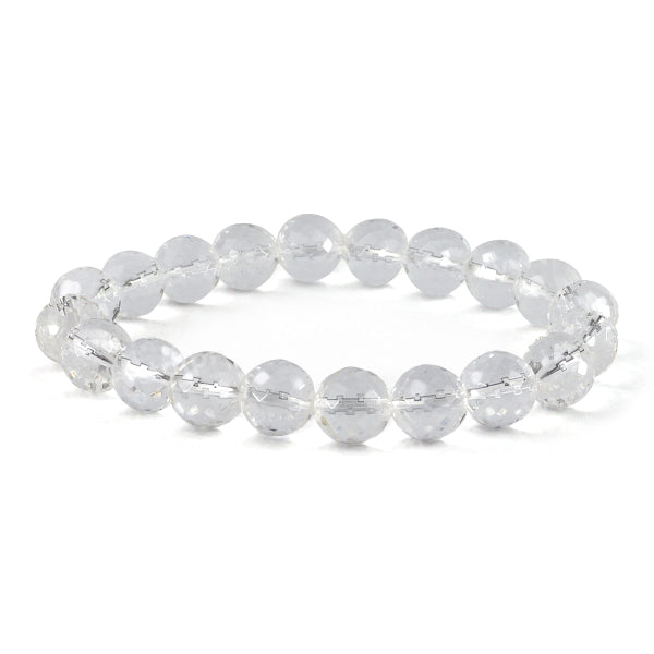 Natural Crystal Stone 10 mm Faceted Bead Bracelet for Unisex