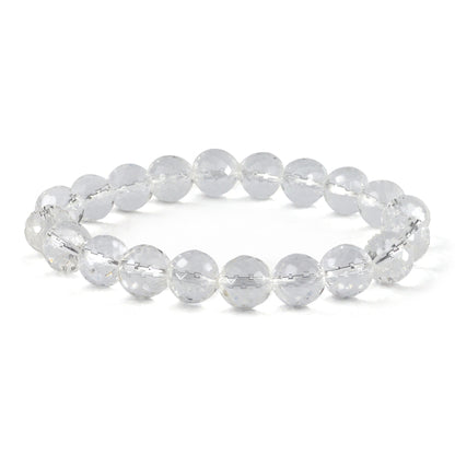 Natural Crystal Stone 10 mm Faceted Bead Bracelet for Unisex