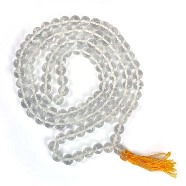 Clear Quartz 8 mm 108 Round Bead Mala