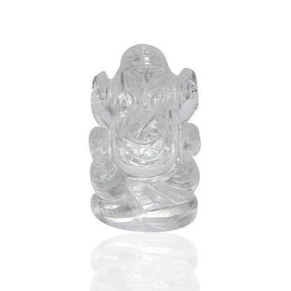 Clear Quartz Crystal Ganesha Idol Murti for Protection & Decorative Showpiece-2.4 cm (1 inch)