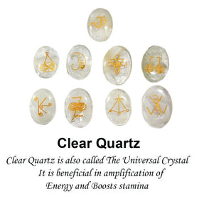 Natural Stone Oval Shape Karuna Reiki Symbol Engraved Set of 9 pcs