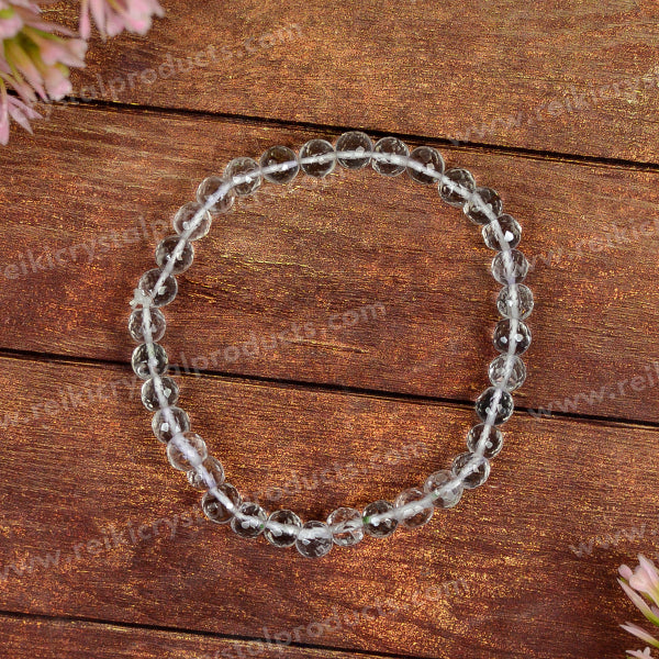 Natural Crystal Stones 6 mm Faceted Beads Bracelet