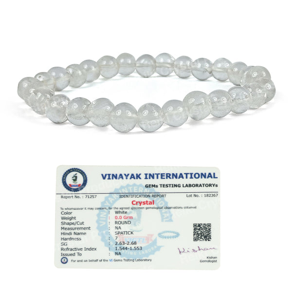 Certified Natural Crystal Stones 6 mm Round Bead Bracelet Energized By Reiki Grand Master