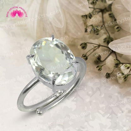 Natural Crystal Gemstone Adjustable Cutting Ring for unisex