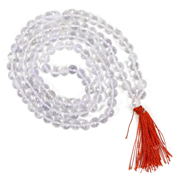 Natural Crystal Stone 8 mm 108 Faceted Bead Mala for Unisex