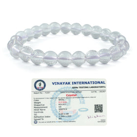 Certified Clear Quartz 8 mm Round Bead Bracelet
