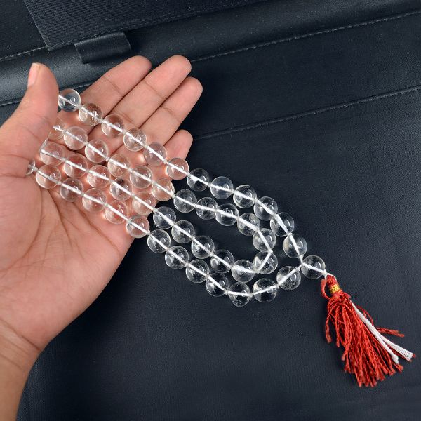 Natural Crystal Stone 10 mm Round Beads Mala for Unisex