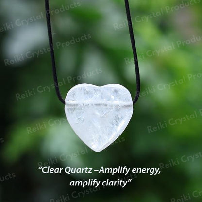 Natural Crystal Stone Heart Shape Pendant Locket with Thread for Unisex
