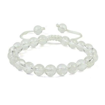 Natural Single Line Stone Macrame Nylon Cord Adjustable 8 mm Bracelet for Unisex