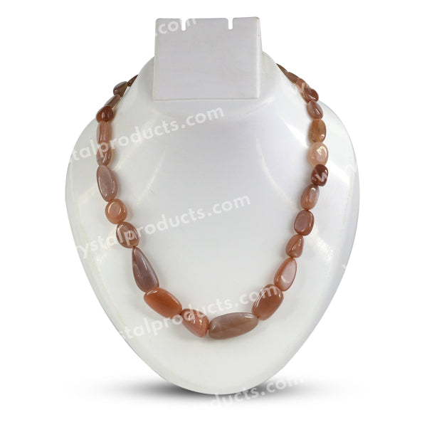 Natural Coffee Moonstone Tumble Shape Necklace for Women