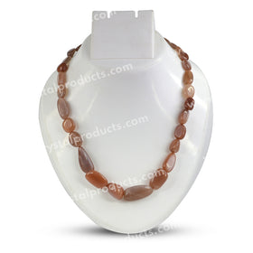 Natural Coffee Moonstone Tumble Shape Necklace for Women