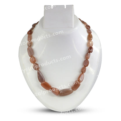 Natural Coffee Moonstone Tumble Shape Necklace for Women
