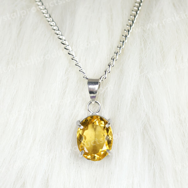 Citrine pendant with chain